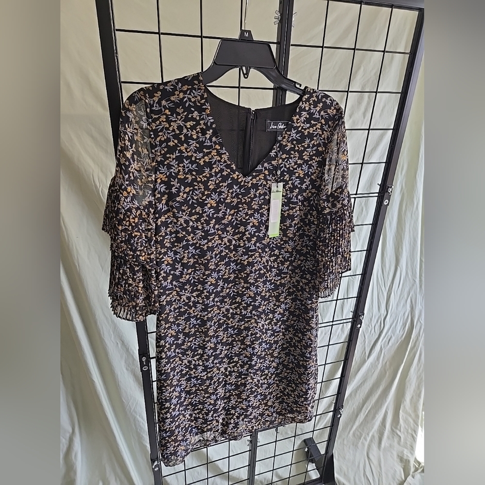 Sam Edelman Floral Chiffon Women's Size 2 Pleated Sleeves Dress